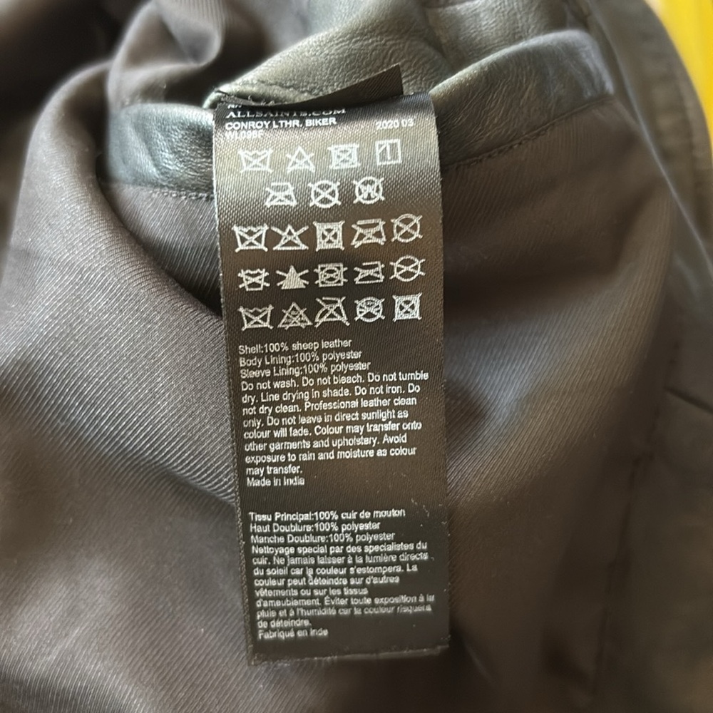 All Saints Conroy Sheep Leather Biker Jacket - Picture 14 of 14